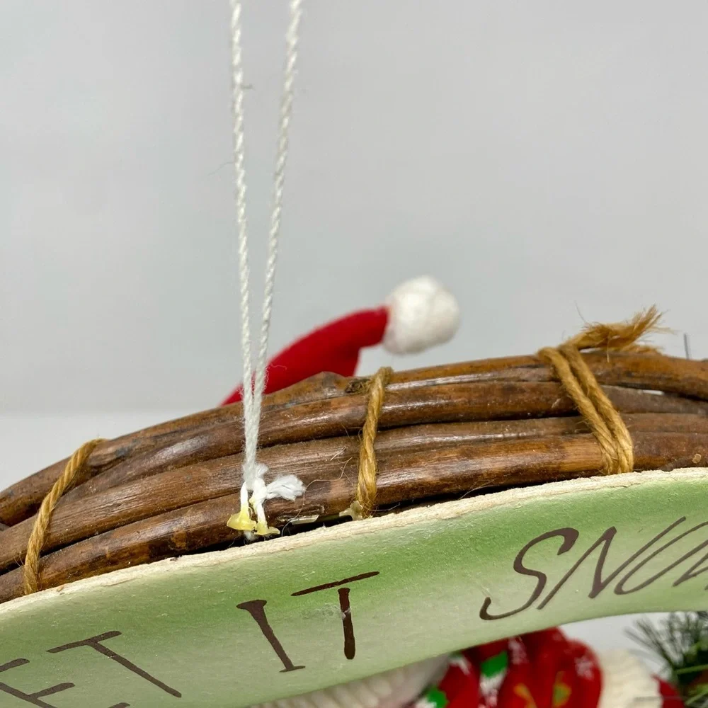 Festive Snowman Wreath with Let It Snow Sign